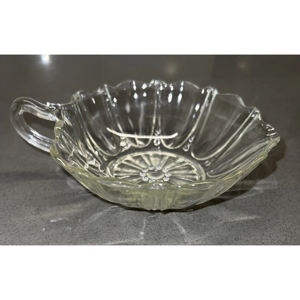 Anchor Hocking Oyster and Pearl Clear Handled Nappy Dish Glass